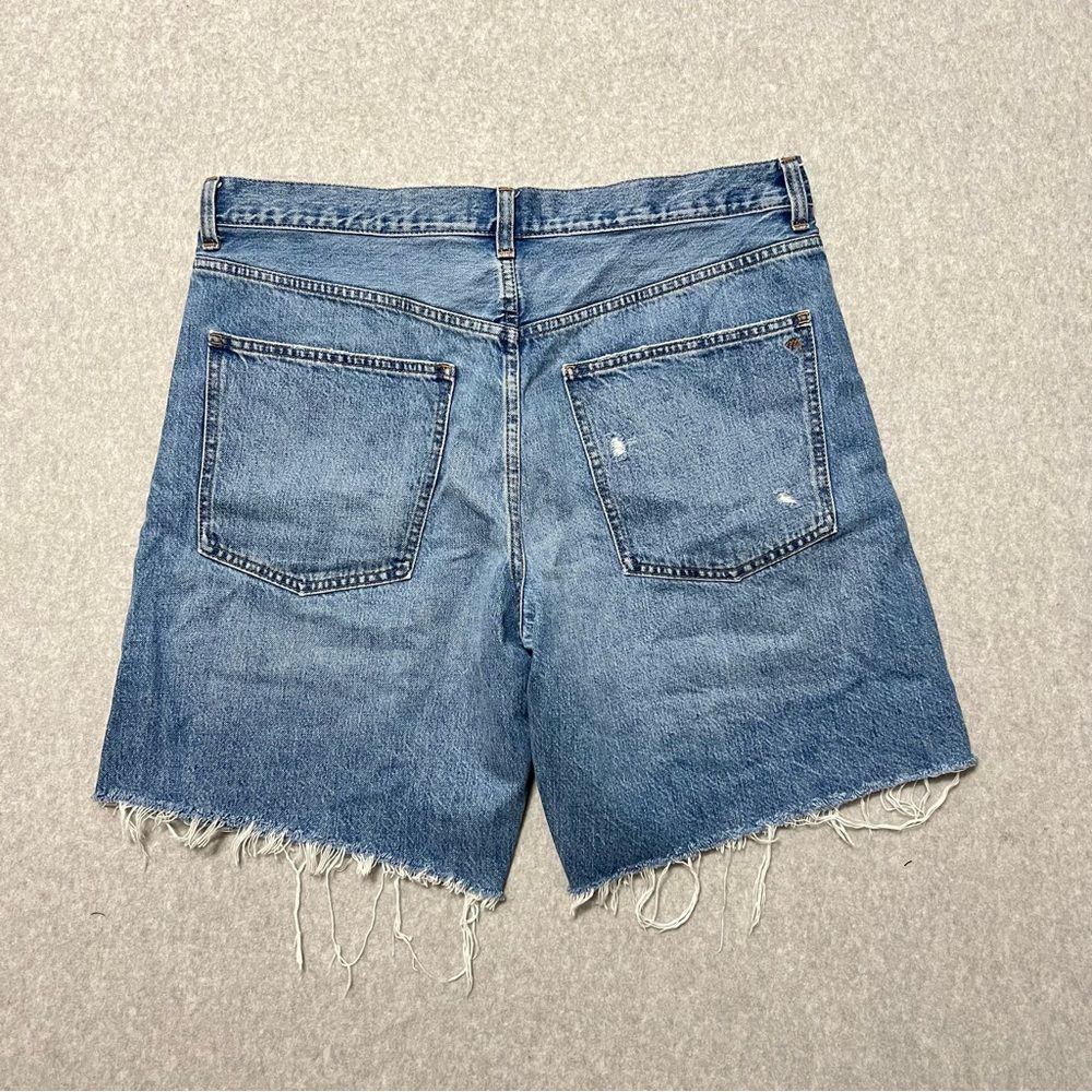 Madewell Essex Long Baggy Jean Shorts Size 31 Distressed Raw Hem Relaxed Fit - Picture 10 of 11